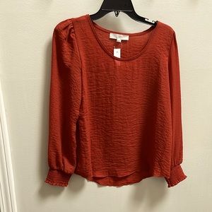 Loft rust crepe blouse